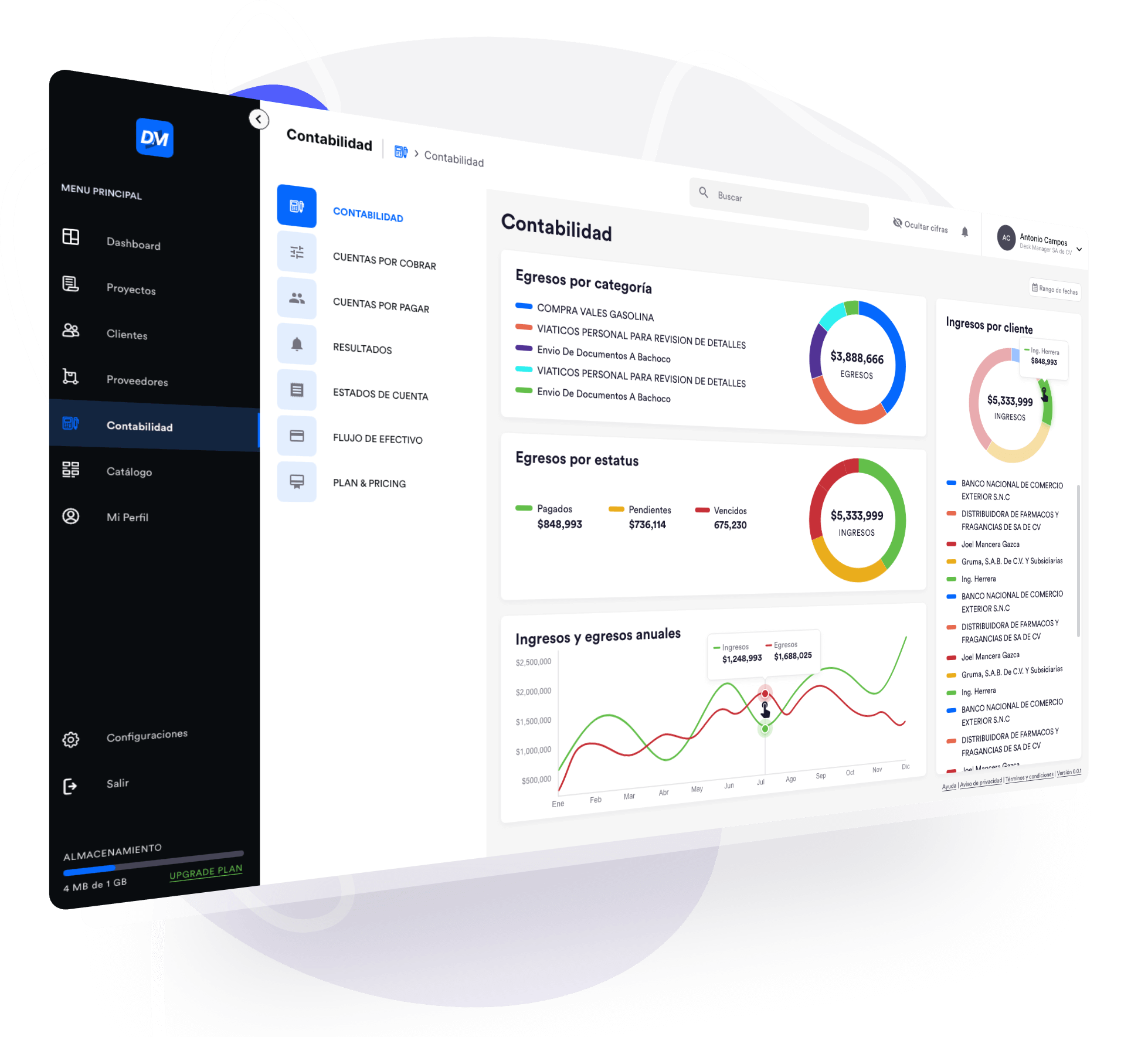 Captura de pantalla del software DeskManager